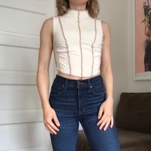 Isalis - Open Seam Mock-Neck Tank